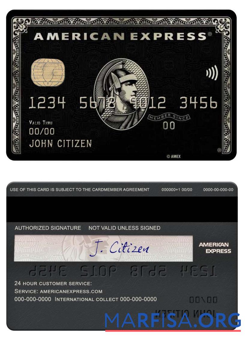 Realistic USA PNC bank amex black card sample